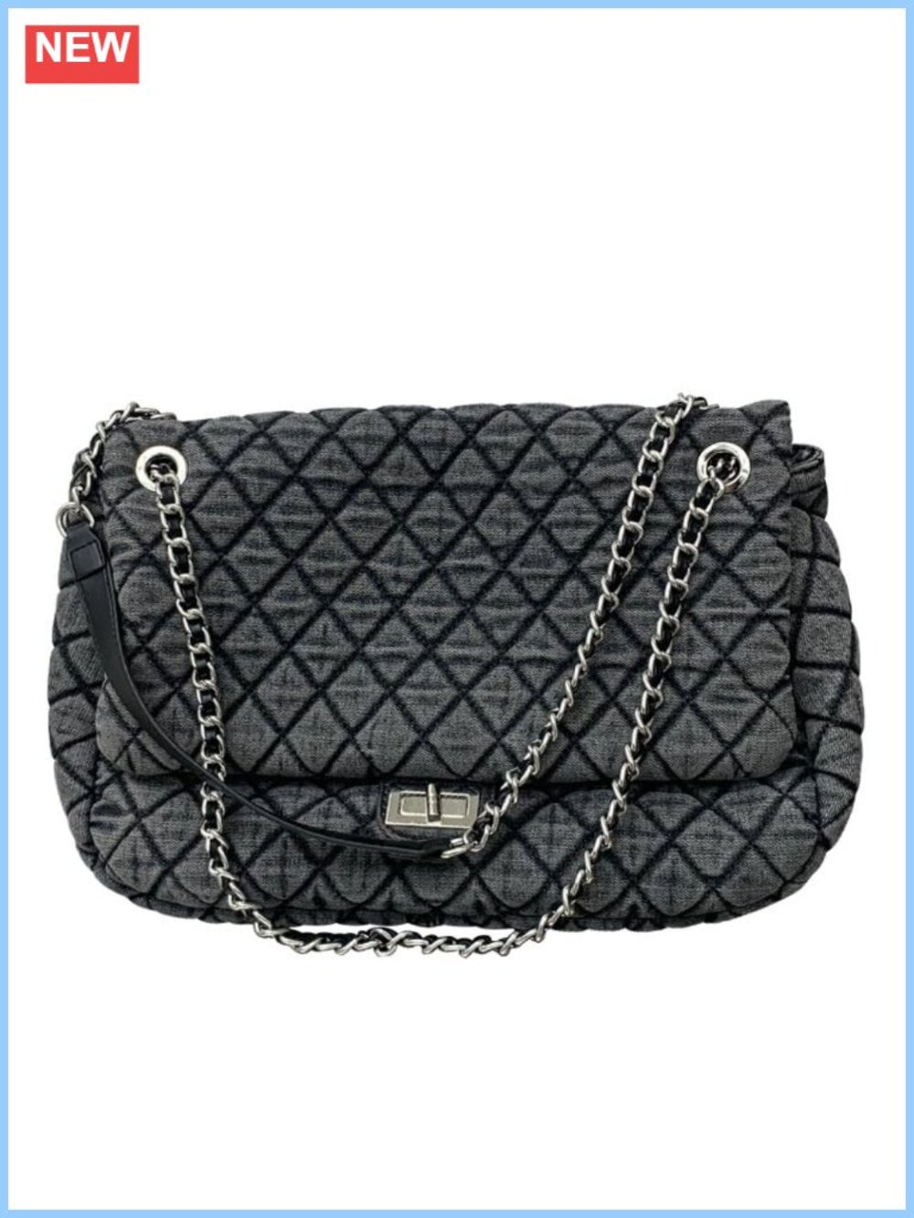 Denim Retro Checkered One Shoulder Handbag Tote Purse
